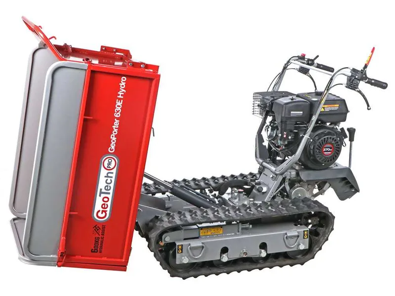 GeoTech Pro GeoPorter 630E Hydro - Brouette à moteur sur chenilles - benne extensible hydraulique 600Kg