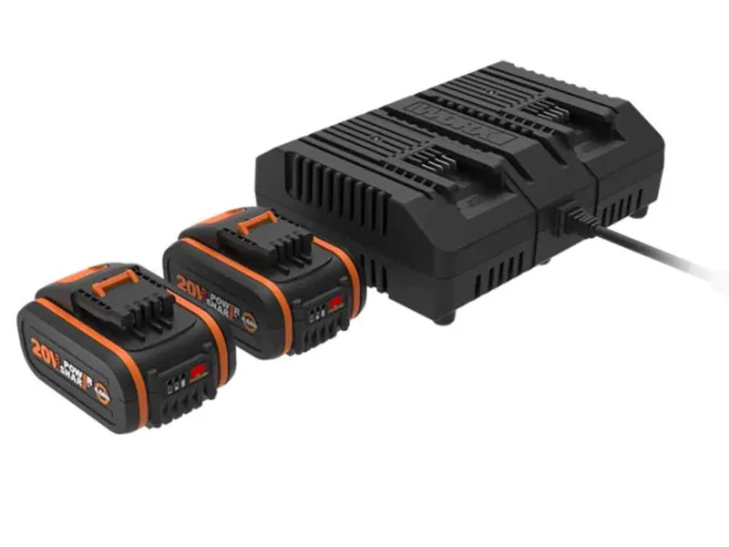 Worx WA3611 - Starter Kit Chargeur de batteries double + 2x Batteries 20V 4Ah