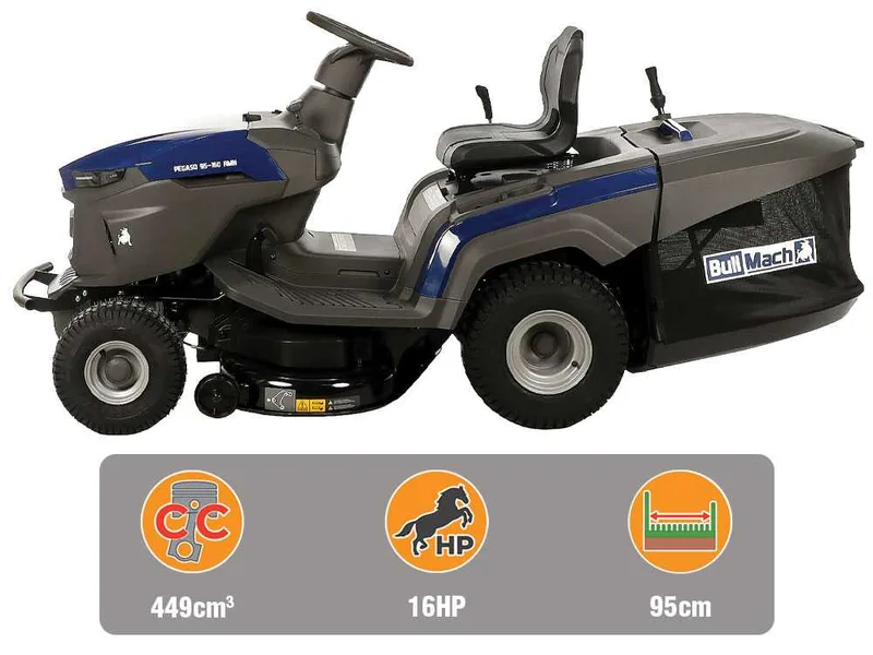 BullMach PEGASO 95-160 RMH - Tondeuse autoportée avec transmission hydrostatique - Bac de ramassage - Mulching