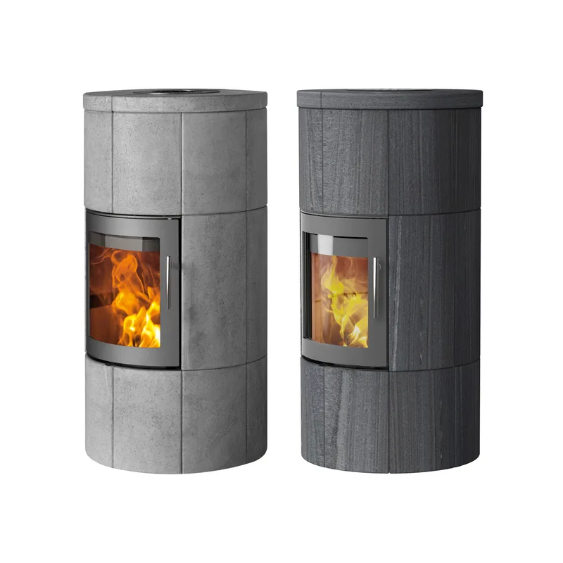 Poêle à bois Lotus M1 Gris / Pierre ollaire, évacuation des fumées par le haut
