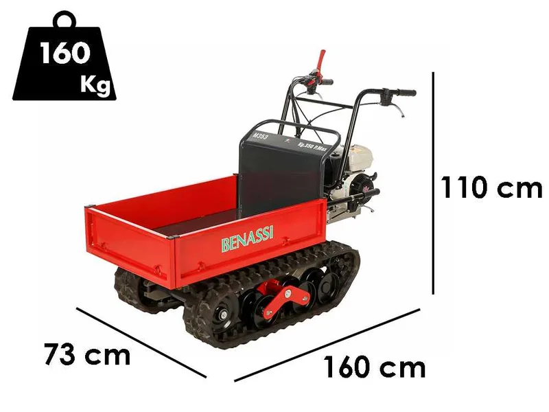 Benassi M353H - Brouette à moteur extensible sur chenilles - Capacité 350 kg