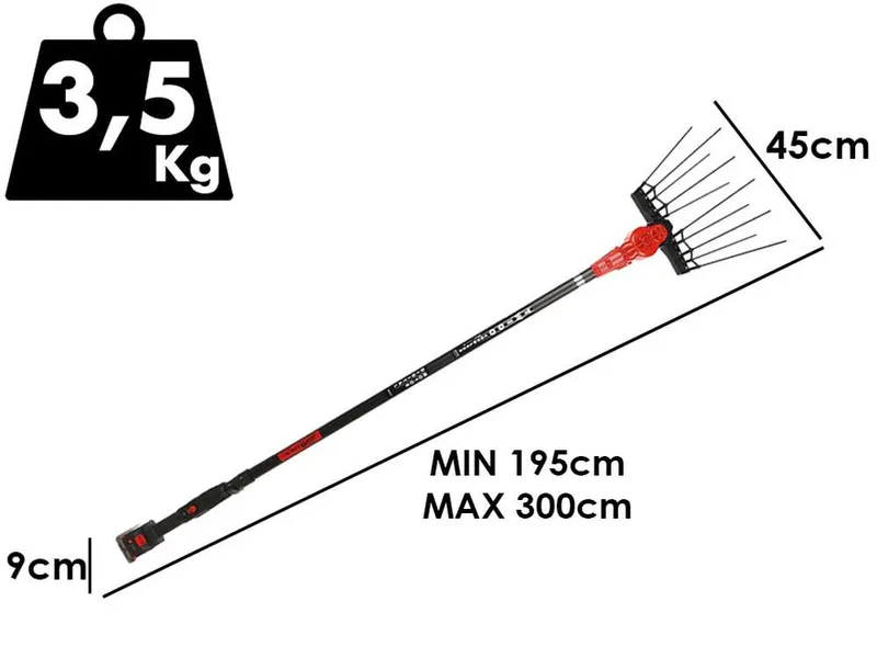 Aima Twigo Cordless - Peigne vibreur électrique à batterie - Perche télescopique en aluminium - 195-300 cm - 3 x 21 V 5,2 Ah