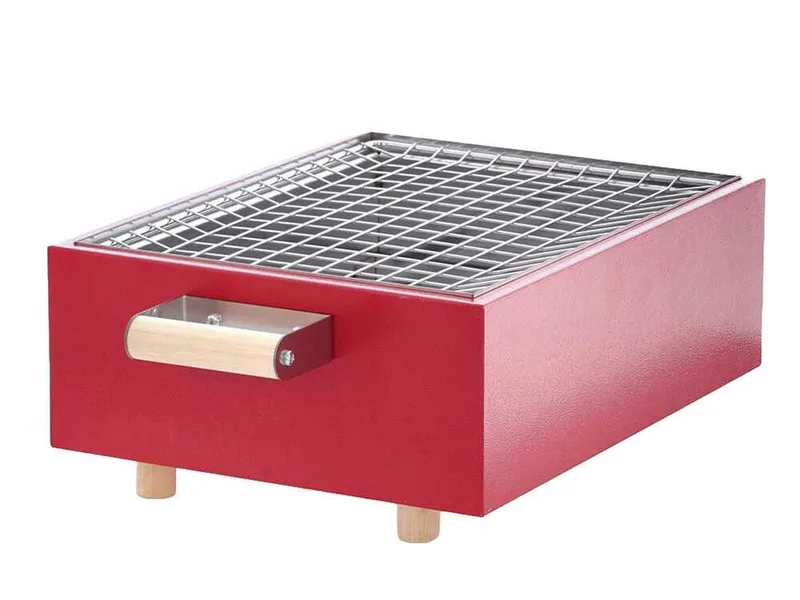 Barbecue de table à charbon Dalmazio - Artisanal - Coque rouge