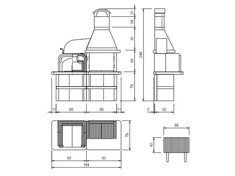 Palazzetti Grado 2 - Barbecue en maçonnerie avec four