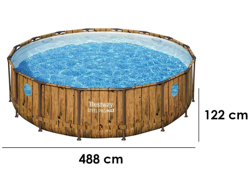 Bestway Steel Pro Max Splashview 56725 - Ø488x122 cm - Piscine ronde pour 9-10 personnes