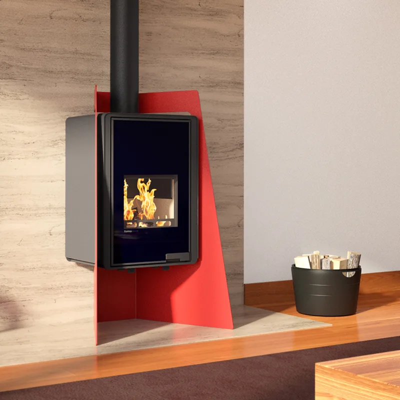 Poêle à bois HS Flamingo Deluxe Island Rouge