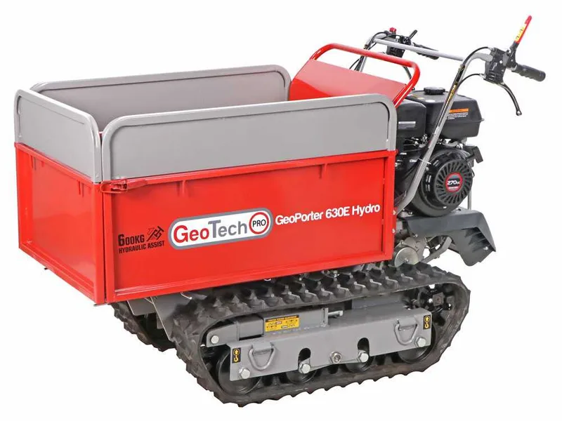 GeoTech Pro GeoPorter 630E Hydro - Brouette à moteur sur chenilles - benne extensible hydraulique 600Kg