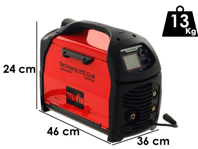 Telwin Technomig 210 Dual Synergic - Poste à souder inverter à fil - Pour mig-mag/flux/brazing/mma/ tig DC-Lift - gaz/no gaz