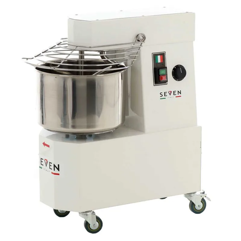 Pétrin à spirale professionnel Seven Italy GH 15 - 400 V - Avec roues et Minuterie
