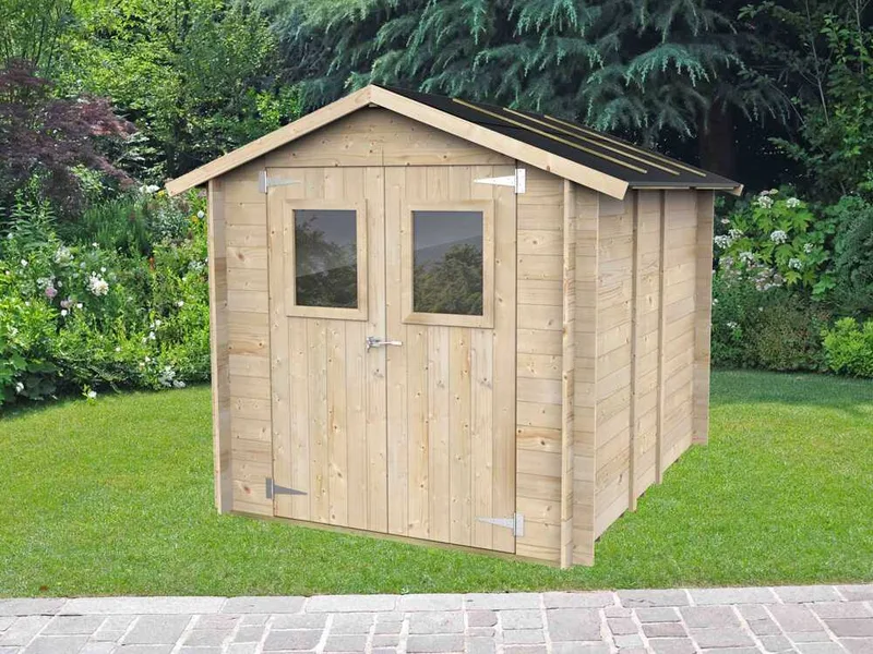 Alce Hobby 198x248 - Abri de jardin en bois - Avec fenêtres et porte à double battant - 198x248x215 cm