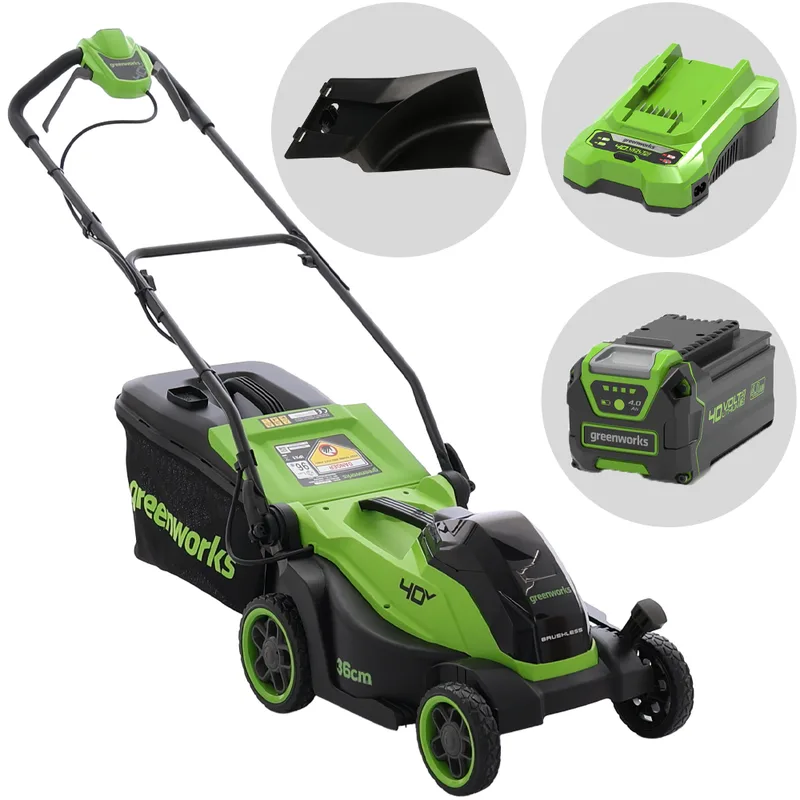 Greenworks MO40L411-01 - Tondeuse à gazon à batterie - 40 V/4 Ah - Largeur de coupe 36 cm