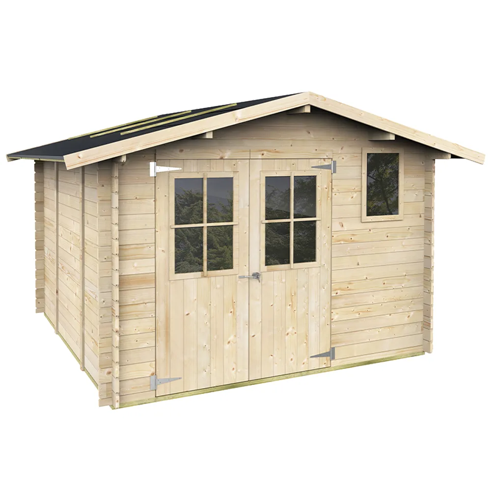 Alce Elena Express 296 x 296 - Abri de jardin en bois - Avec fenêtres et porte à double battant - 296 × 296 × 219 cm