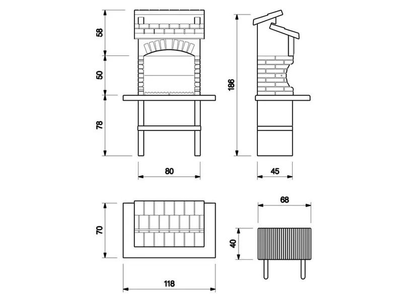 Palazzetti Olbia 2 - Barbecue en maçonnerie à bois et charbon