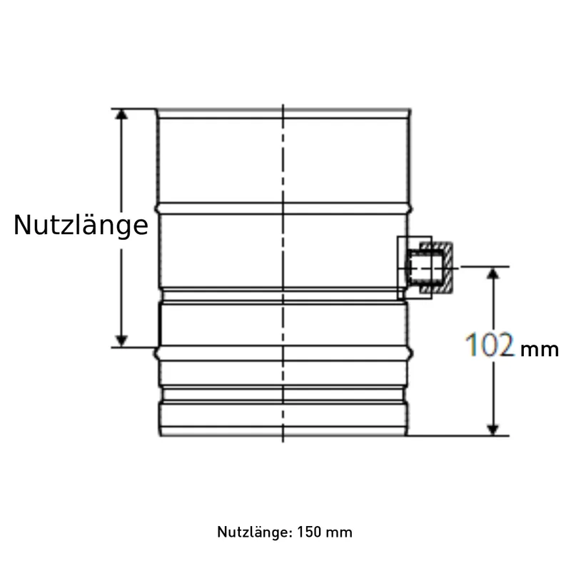 Schiedel PRIMA PLUS élément de tube 200mm Ø113 mm avec ouverture de mesure simple paroi mat