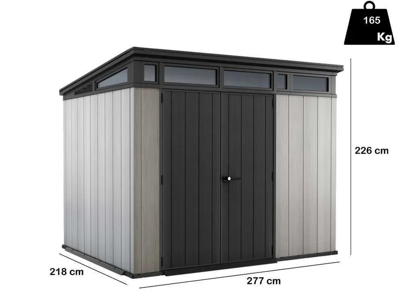 Keter Artisan gris - Abri de jardin - Avec porte double battant - 277x218x226 cm