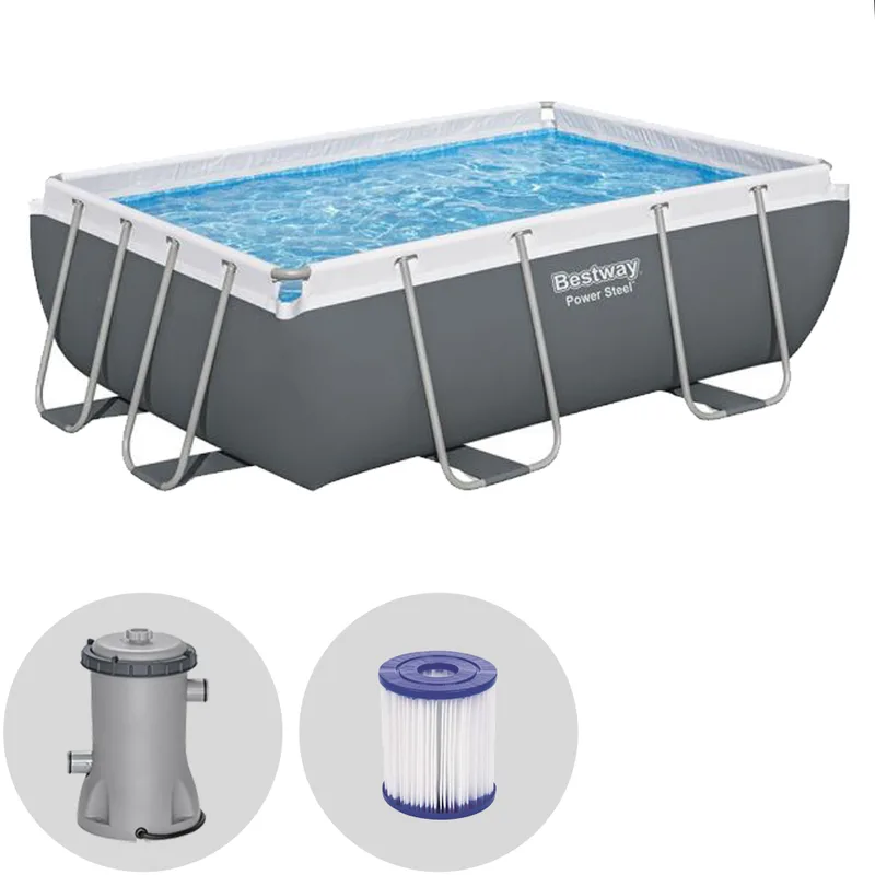 Bestway Power Steel 56629 - 282 x 196 x 84 cm - Piscine hors-sol + pompe de filtration 16 W