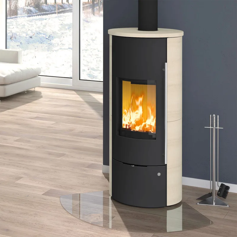 Olsberg Tolima Aqua II Compact Poêle à bois avec circulation d'eau Acier Noir | Revêtement en céramique Caffe Freddo