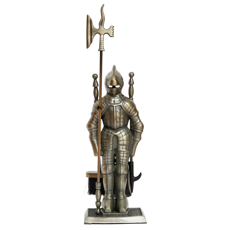 Ensemble d'outils de cheminée Chevalier Kunibert, 4 pièces, 73,5 cm