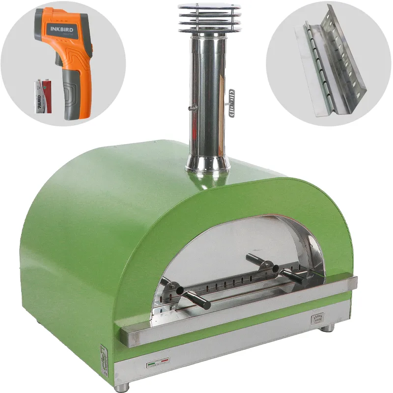 Clementi Gold - Four à bois pour pizza d'extérieur - Chambre de cuisson 80 x 60 - 4 pizzas - Vert