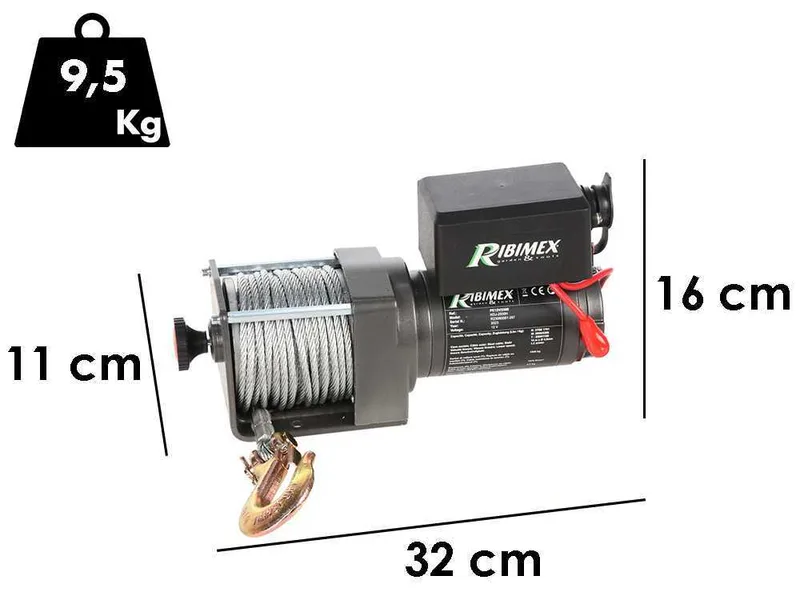 Ribimex PE12V/2500 - Treuil électrique a batteria 12V - 3 HP