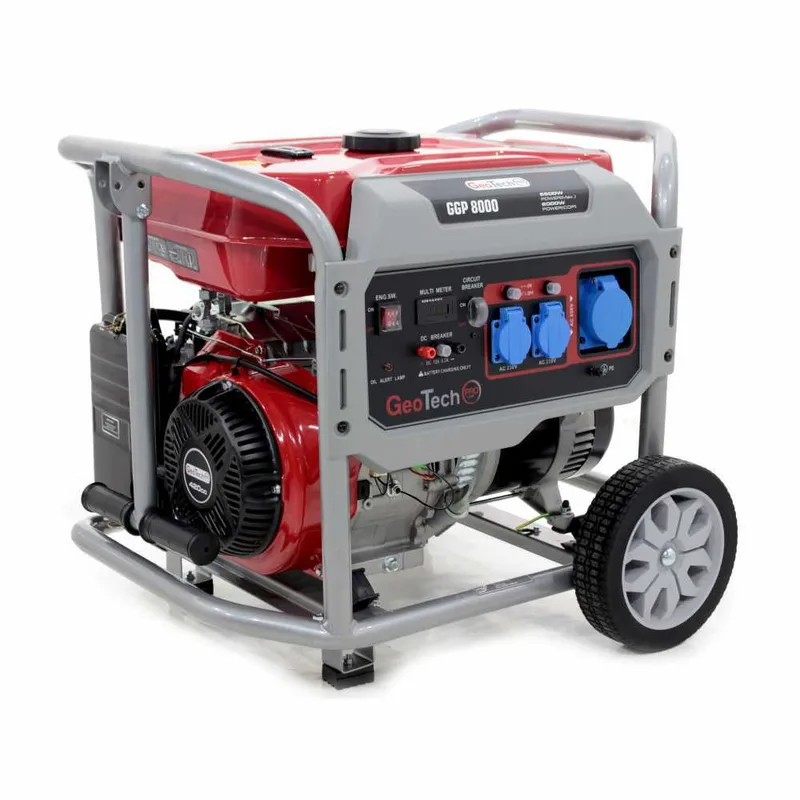 GeoTech Pro GGP 8000 - Groupe électrogène sur chariot avec AVR 6.5 kW - Continue 6 kw Monophasé