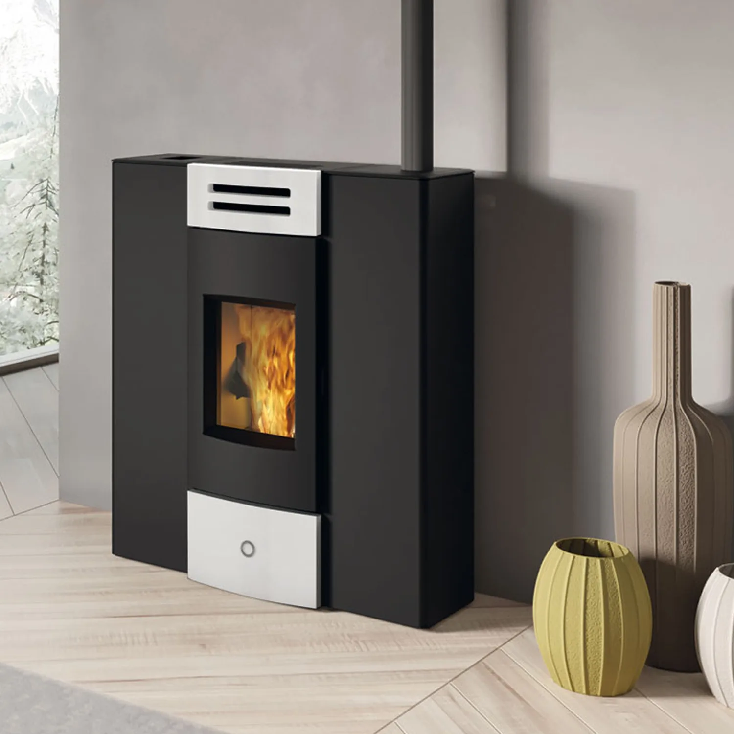 EK63 Dub 100++ Poêle à granulés céramique blanche