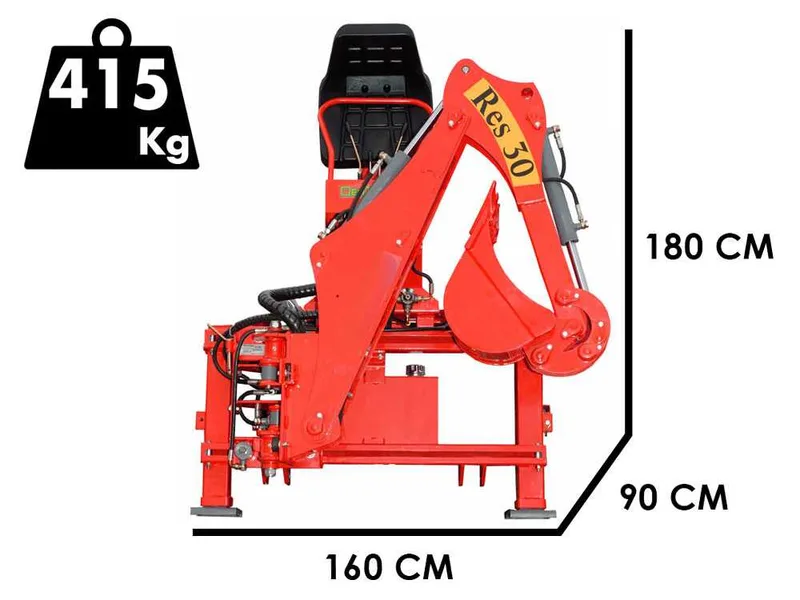 Agrieuro Top Line RES30 - Pelle-rétro pour tracteur avec déplacement hydraulique
