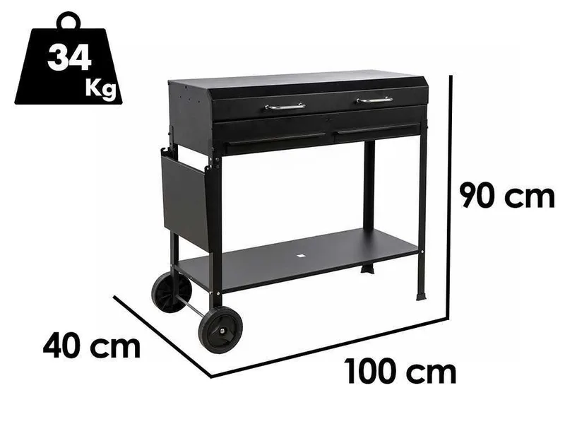 Mille Polifemo Big - Barbecue à charbon en fer artisanal - 2x 47,5x37 cm