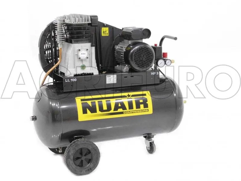 Nuair B3800B/100 CM3 - Compresseur d'air électrique monophasé à courroie - Moteur 3 CV - 100 L