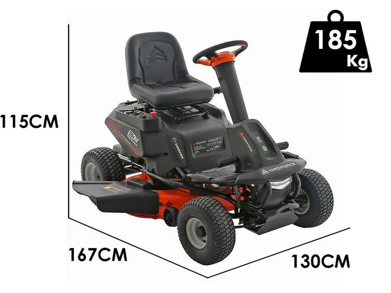 Yard Force E559 - Tondeuse autoportée à batterie - 56V/50Ah - Éjection latérale et mulching