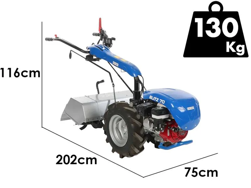 EuroMech BLITZ 70 - Motoculteur à essence - Moteur Honda GX200 - 6,5 CV