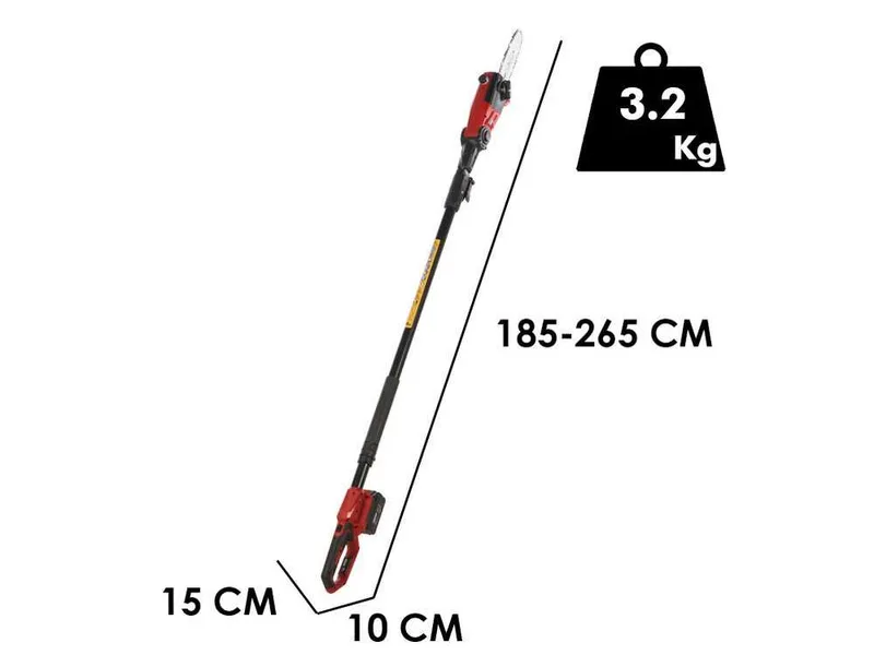 GeoTech X-Line PC-20V - Perche élagueuse à batterie - 185/265 cm - 20 V