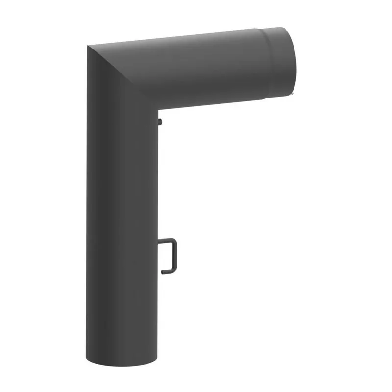 Raik coude LS diamètre 150/90° 2,00mm 2-pièces 700/450 avec porte intégrée avec modérateur de tirage gris