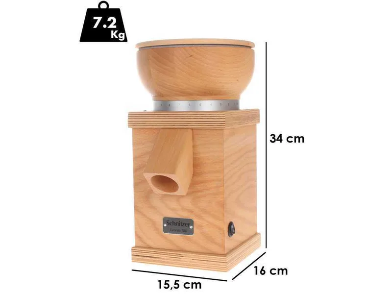 Schnitzer Cerealo 125 - Moulin à farine en hêtre multiplis avec meules en pierre - 360W