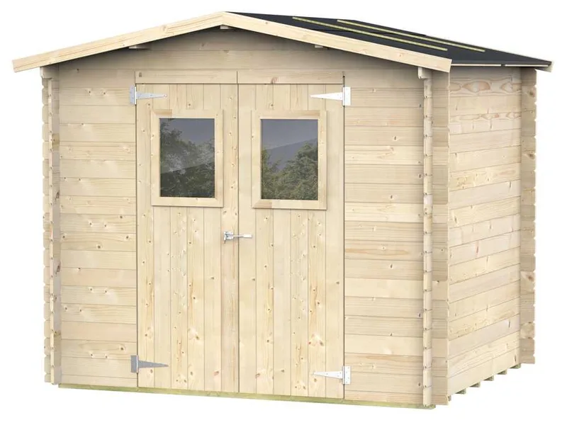 Alce Hobby 248x198 - Abri de jardin en bois - Avec fenêtres et porte à double battant - 248x198x217 cm