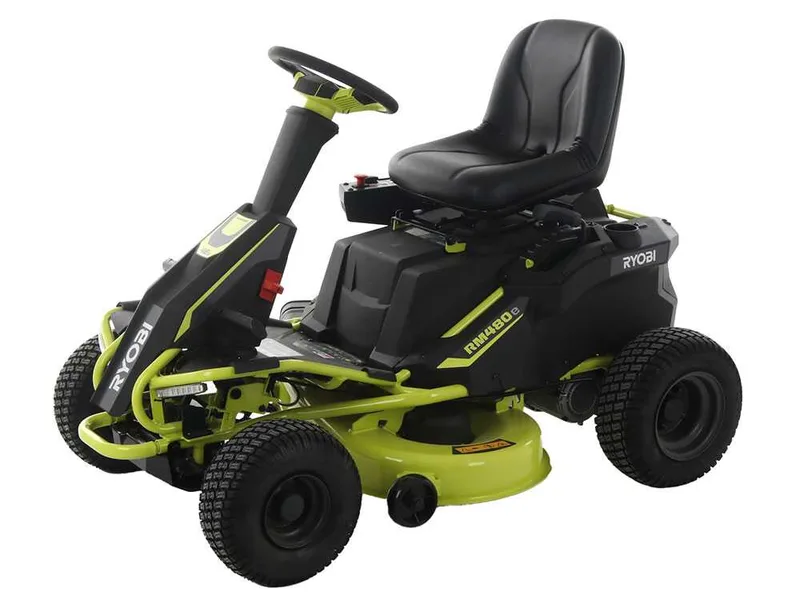 Tracteur tondeuse à batterie Ryobi RM480E - Coupe mulching - Éjection latérale - 4 x 12V au plomb liquide