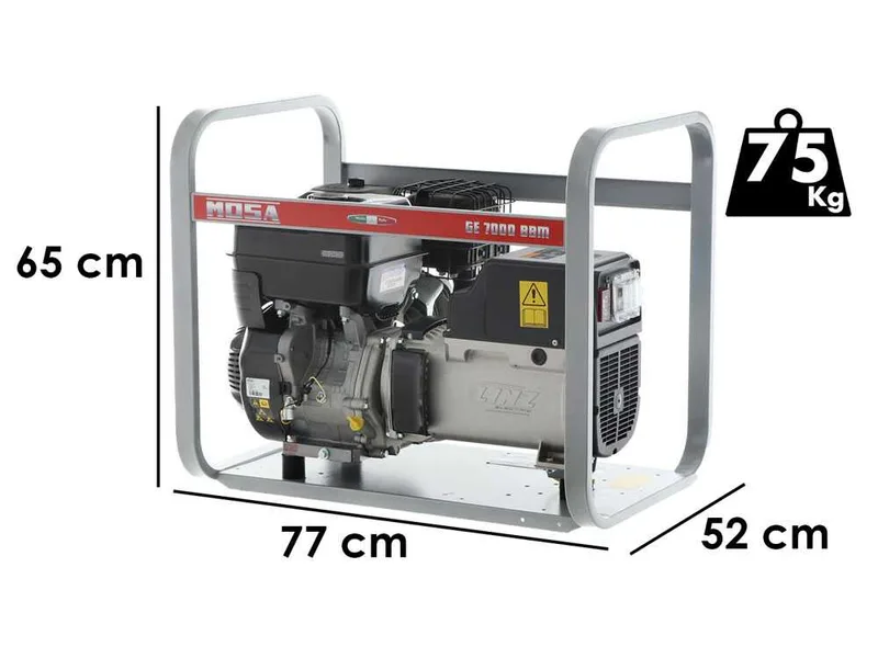 MOSA GE 7000 BBM AVR - Groupe électrogène à essence avec AVR 6 kW - Continue 5 kW Monophasé - Moteur B&S XR2100