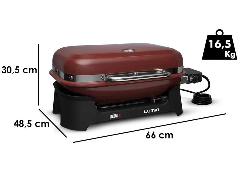 Weber Lumin Red - Barbecue électrique portable