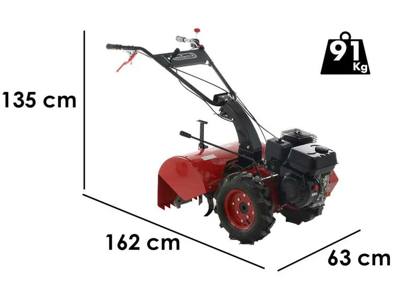 GeoTech MCT 550 - Motoculteur à essence - Ducar DH212 - Fraise réversible - 7 CV
