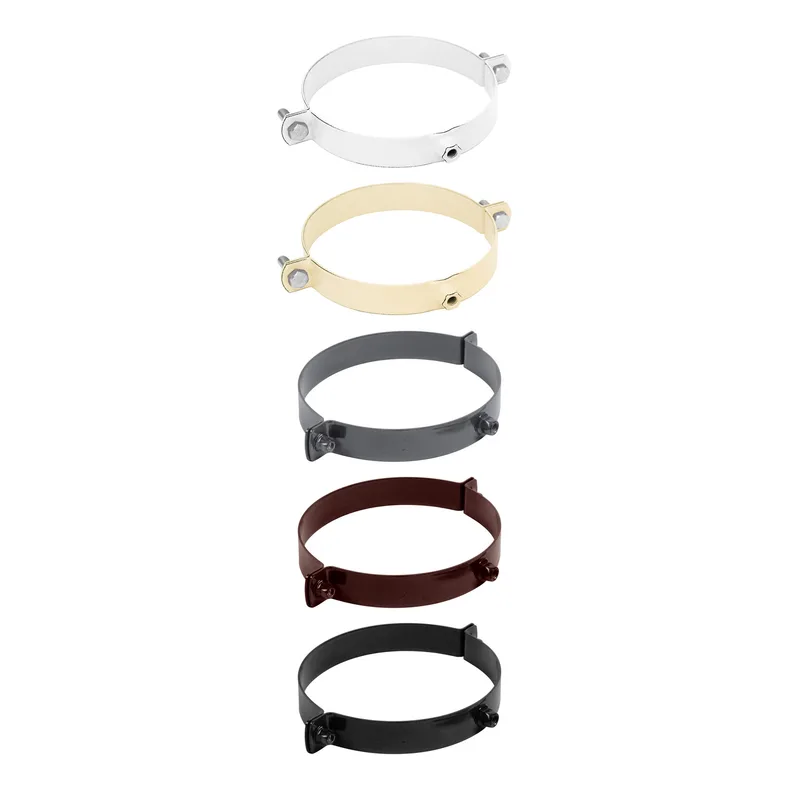 Collier de serrage pour conduit de fumée / tuyau de poêle émaillé 150 mm - Blanc