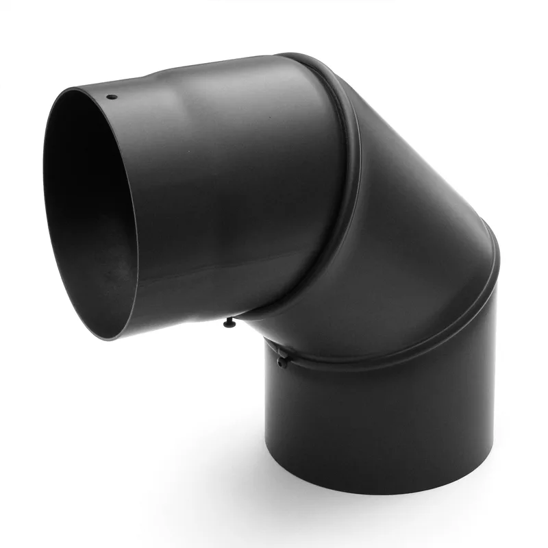 Raik Basic coude de tuyau de fumée 130mm noir 0–90° sans porte pour tuyau de fumée / conduit de fumée