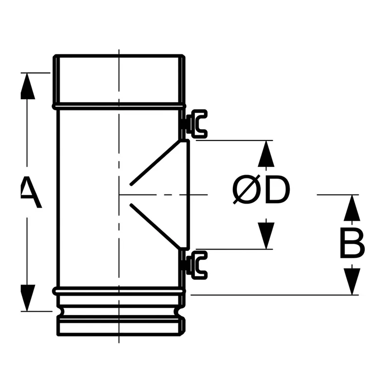 Schiedel Té PPL 90° Ø 160 mm pour raccord Ø 150 mm