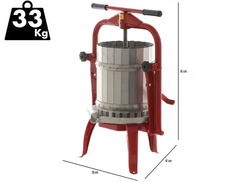 Baesso F25 Inox -Pressoir à vis pour fruits et légumes 20 L – Cage en acier inoxydable