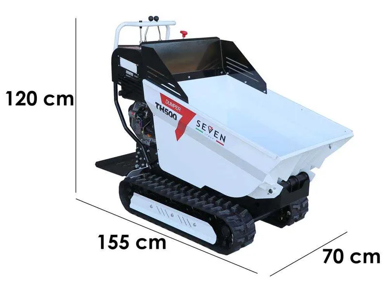 Seven Italy TH500 KM178-E - Brouette à chenilles avec benne dumper hydraulique 500 kg - Transmission hydrostatique