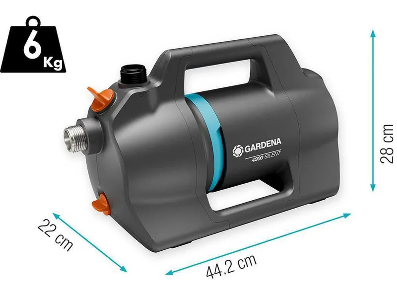 Gardena 4200 Silent - Pompe électrique de jardin pour arrosage - 600 W - Kit avec tuyaux et raccords