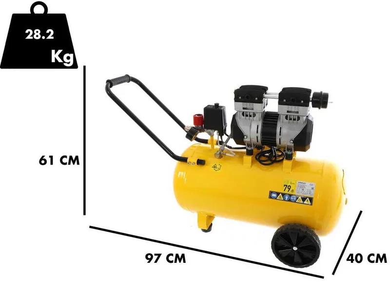 Stanley DST 150/8/50 SXCMS1350HE - Compresseur d'air électrique monophasé silencieux, oil-less - Moteur 1.3 CV - 50 L