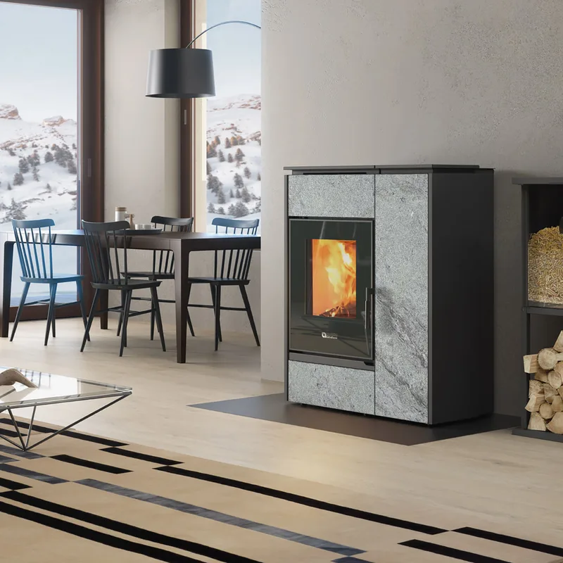 Extraflame Evolution Line Margaret poêle hybride pierre naturelle