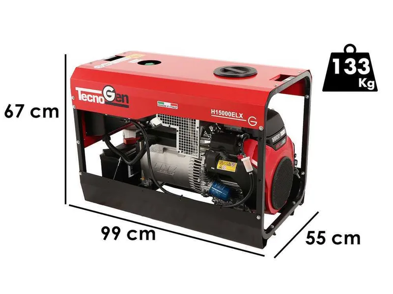 TecnoGen H15000ELX - Groupe électrogène à essence - Honda GX690 - Continu 9.4 kW monophasé