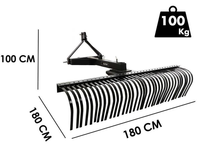 Râteau pour tracteur Blackstone B-LRK 180 avec raccords 3 points