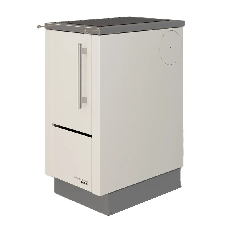 Haas+Sohn HS 40 sans vitre cuisinière à bois blanche cadre de cuisinière acier inoxydable plaque de cuisson en acier